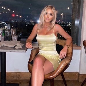 Zara Yellow Satin Effect sleeveless Mini Dress Size M & L